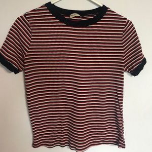 Red White and Blue Striped Ribbed Shirt